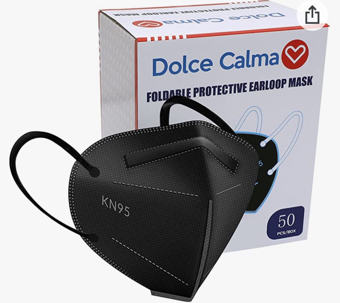 Dolce Calma KN95 Face Mask 50 Pack,-Layer Filtration Cup Dust Filter Coverfor Men & Women, Individually Wrapped, Breath