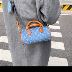 Baby Blue Fashion Bag W Matching Mini Bag Set Crossbody Bag  Thumbnail