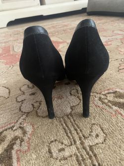 Via Spiga suede heels. Patent leather trim. 3 1/2 inch. Thumbnail