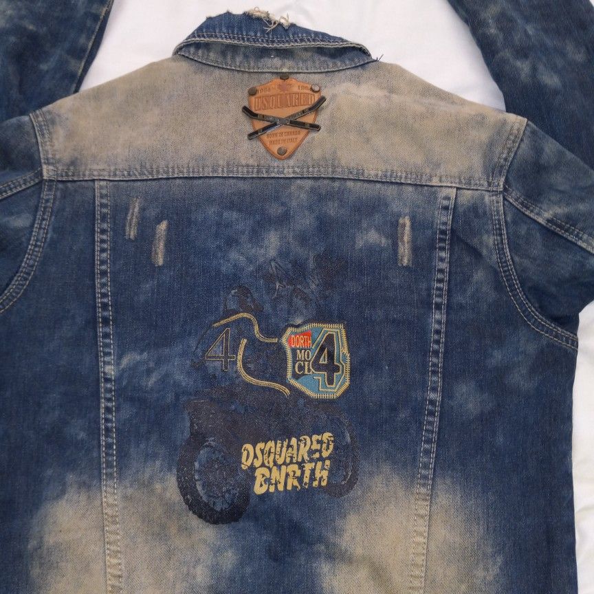 DSQUARED bleached customised trucker denim jeans jacket