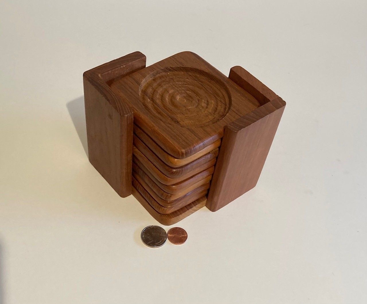 Vintage Wooden 8 Count Coaster Set, Made in Thailand, Quality, Heavy Duty, Kitchen Decor, Table Display, Shelf Display