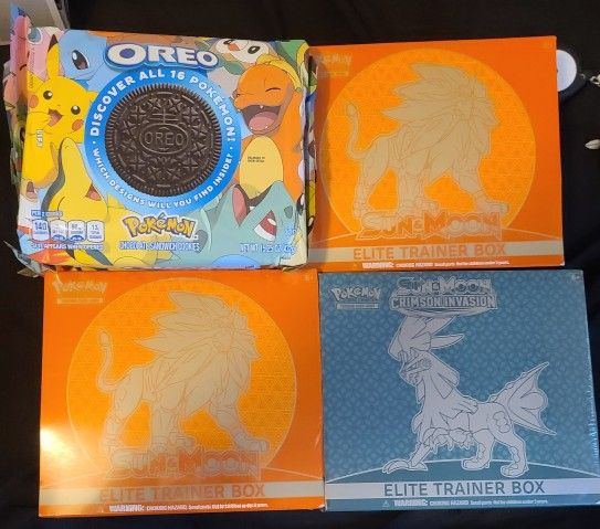 Factory Sealed Sun&Moon Elite Trainer Box Lot Of 3