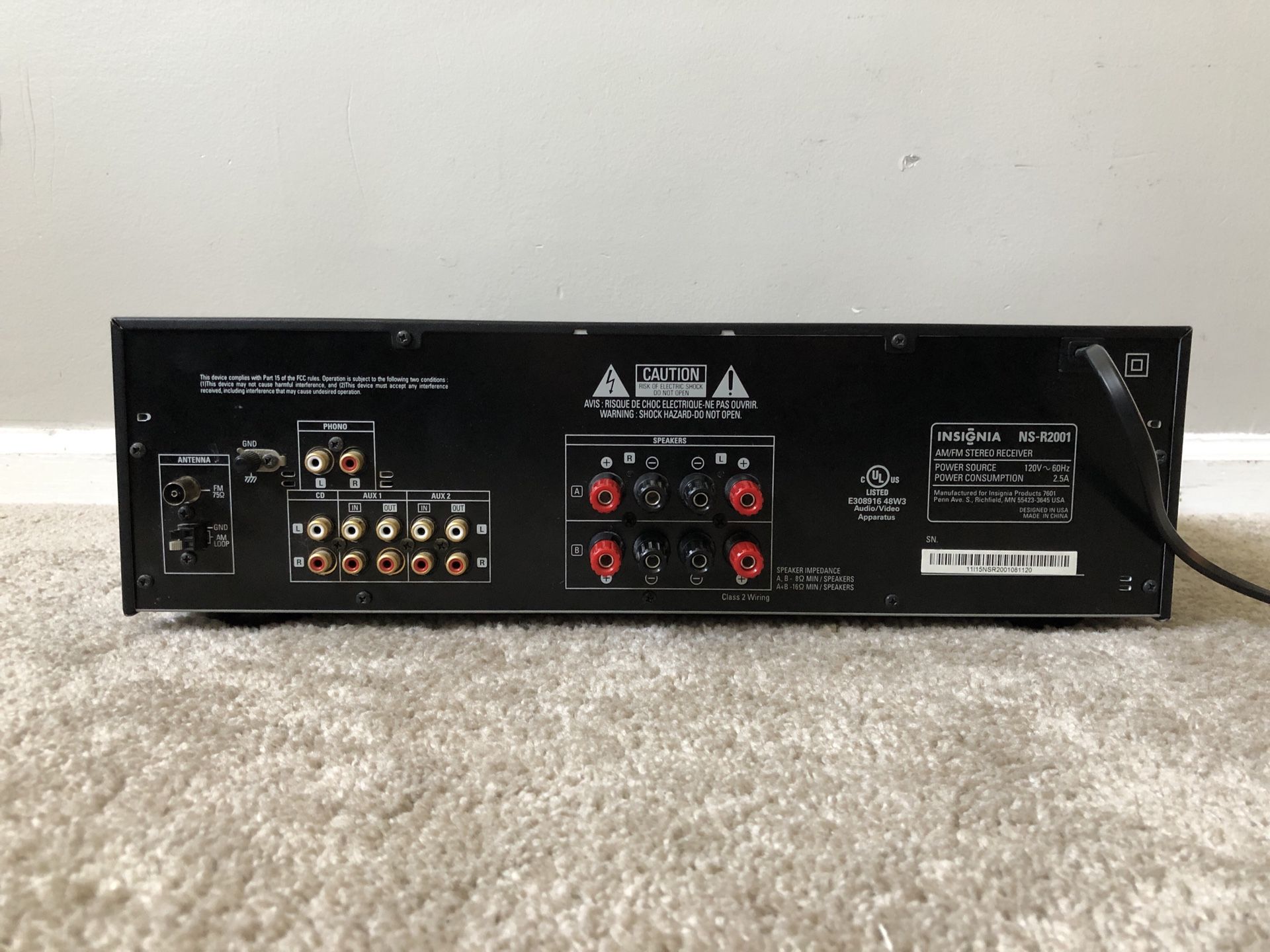 Insignia NSR2001 Home Stereo Receiver for Sale in Mount Prospect, IL