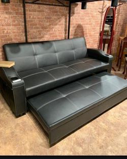  Easton Futon Sofa Bed w/ Cup Holders // Living Room//Same Day Delivery//Financing  Available Thumbnail