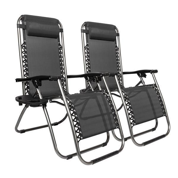 2pcs Plum Blossom Lock Portable Folding Chairs with Saucer Black
