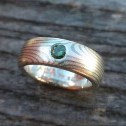 Sterling Silver & Palladium Green Diamond Wedding/Engagement Ring Thumbnail