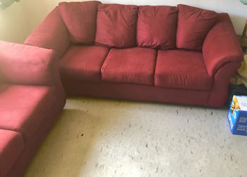 Red Suede Couches Thumbnail