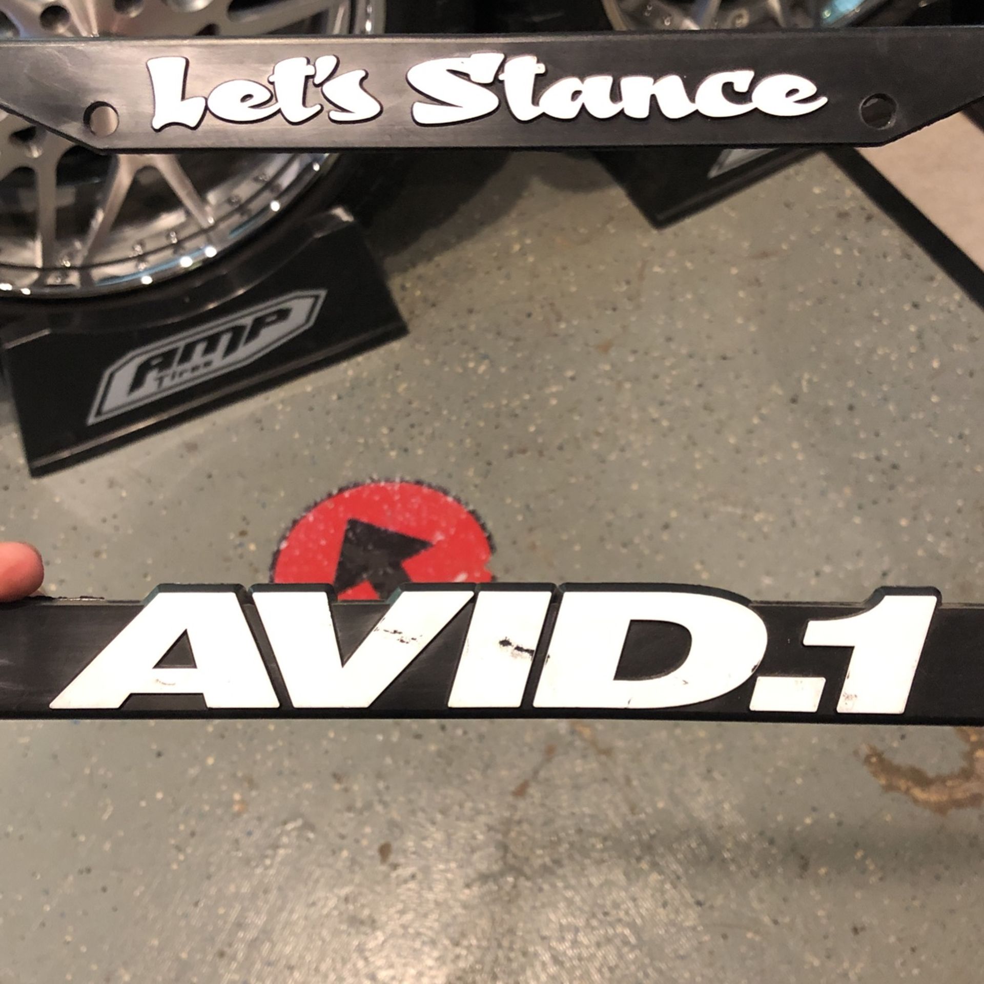 Let’s Stance AVID.1 Wheels Rims License Plate Black With White Letters Supra GTR Integra RX-7 Civic Si Type R