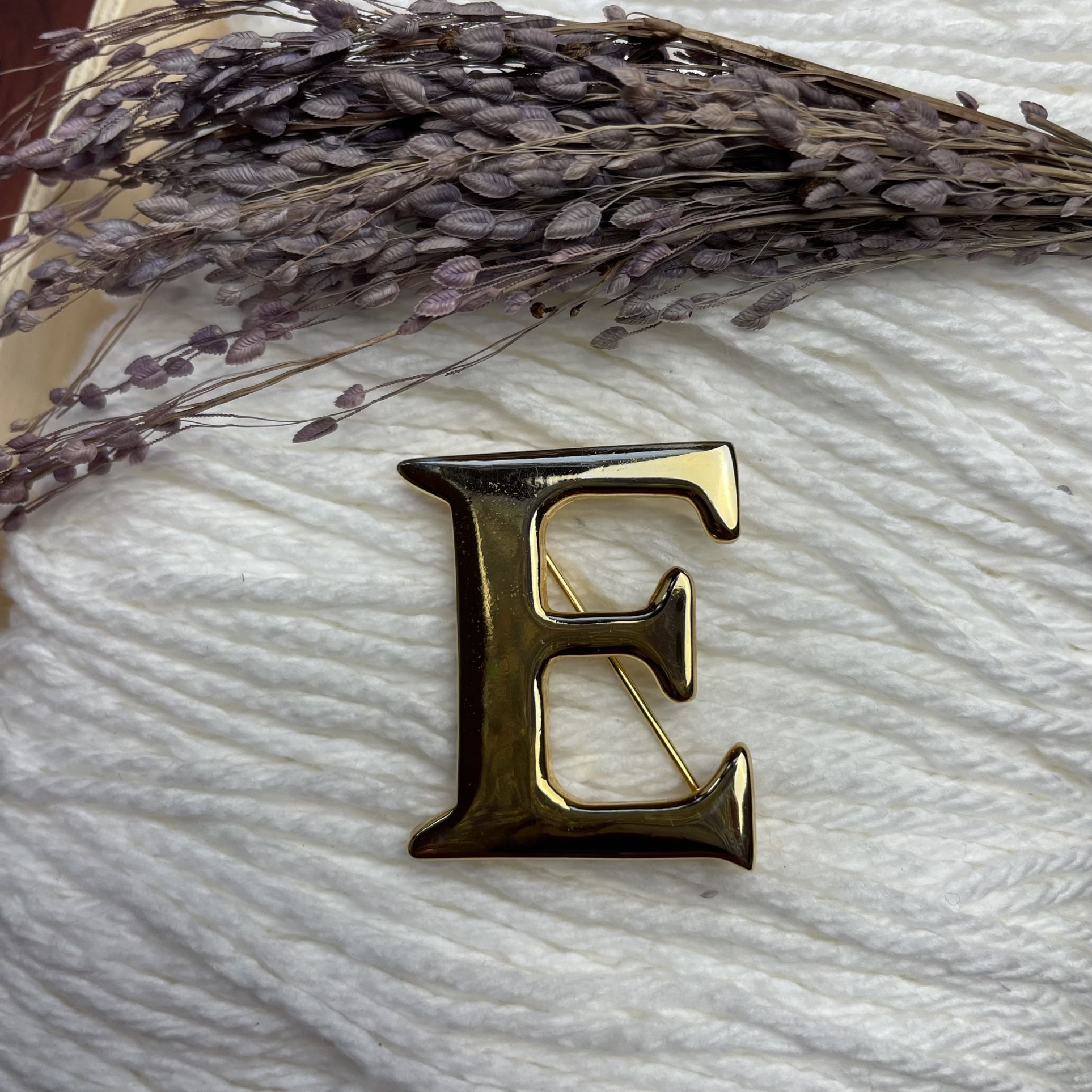 E Monogram Brooch