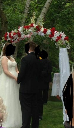 Wedding arch, flowers and draping included used once Thumbnail