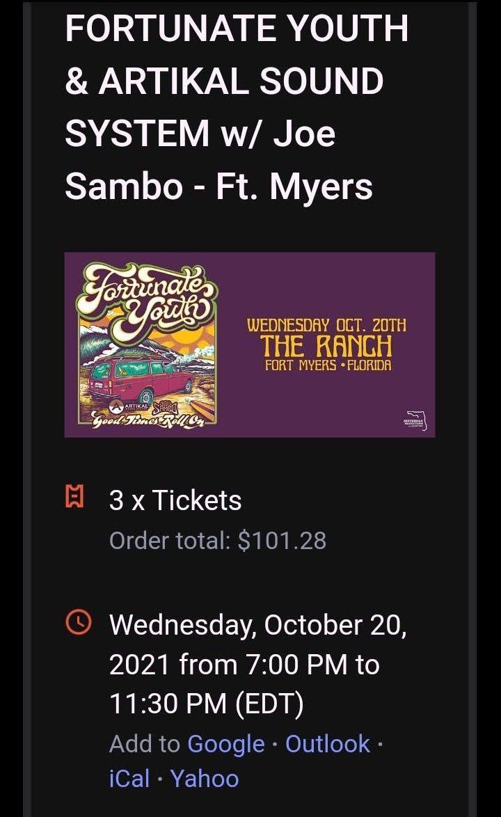 Reggae Concert Tickets! Ft. Myers (Mark Down)
