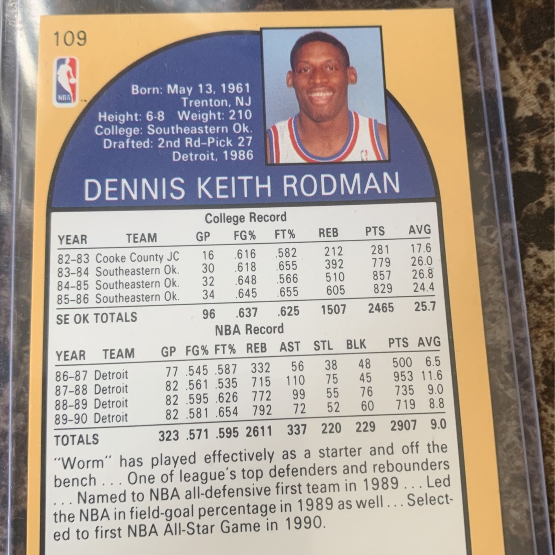 1990 Dennis Rodman defensive player of the year