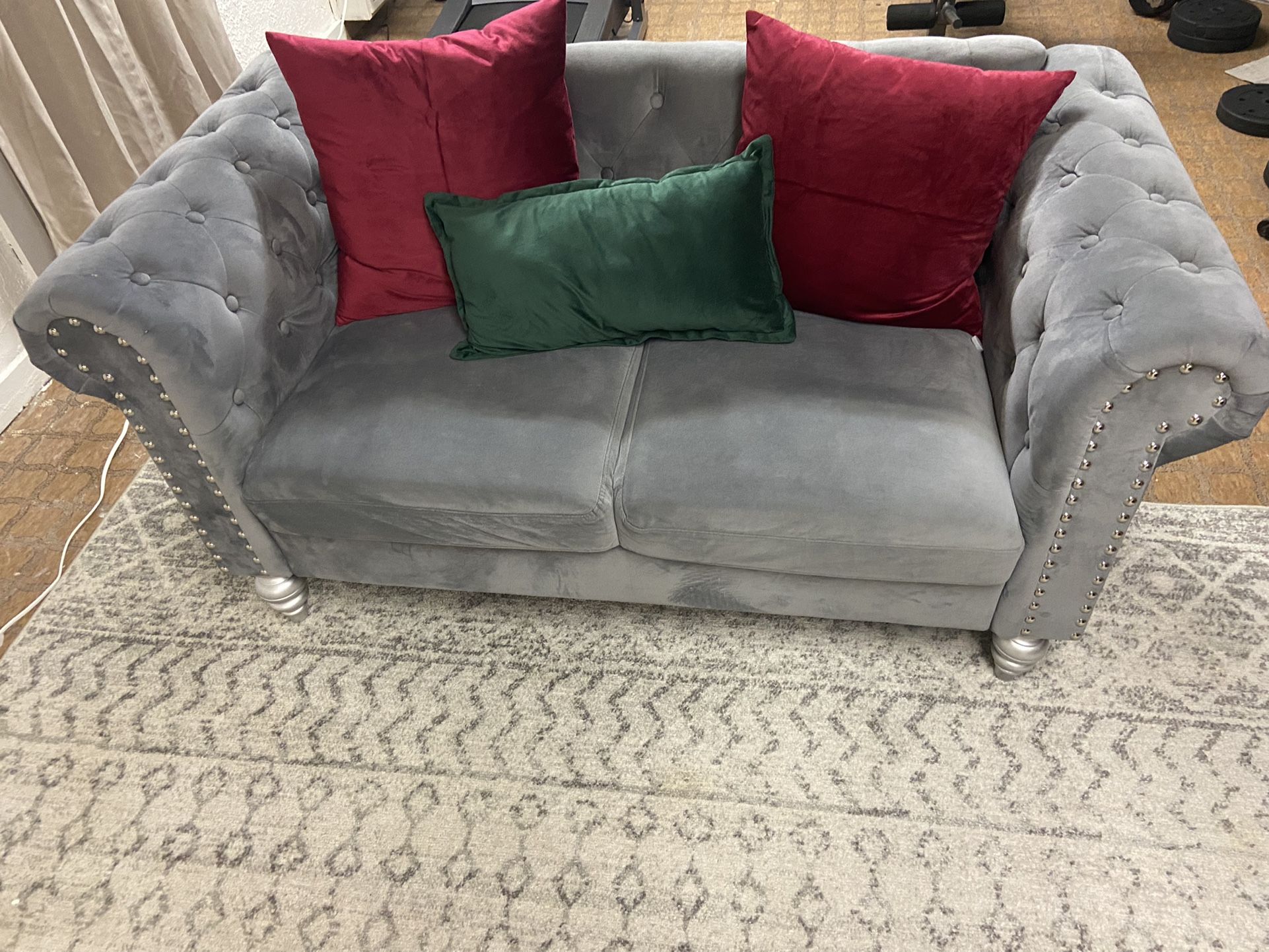Grey Velvet Couches With Rugs