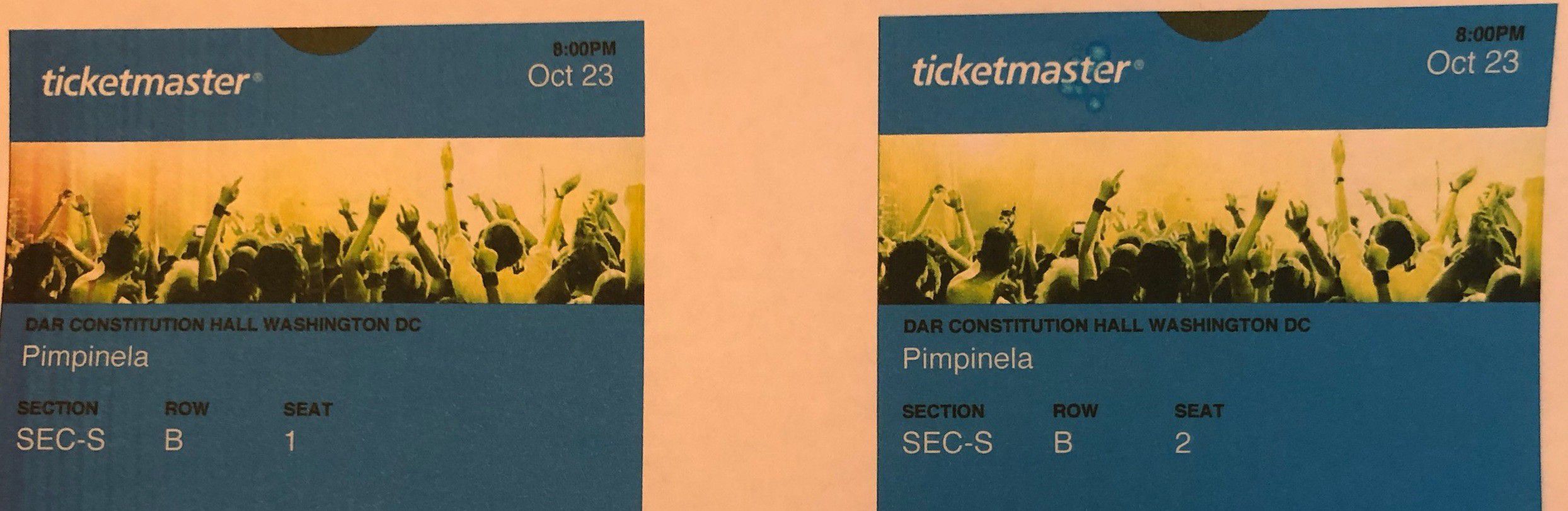 Pimpinela Concert - 2 Tickets Great Seats DAR Constitution Hall Oct 23 