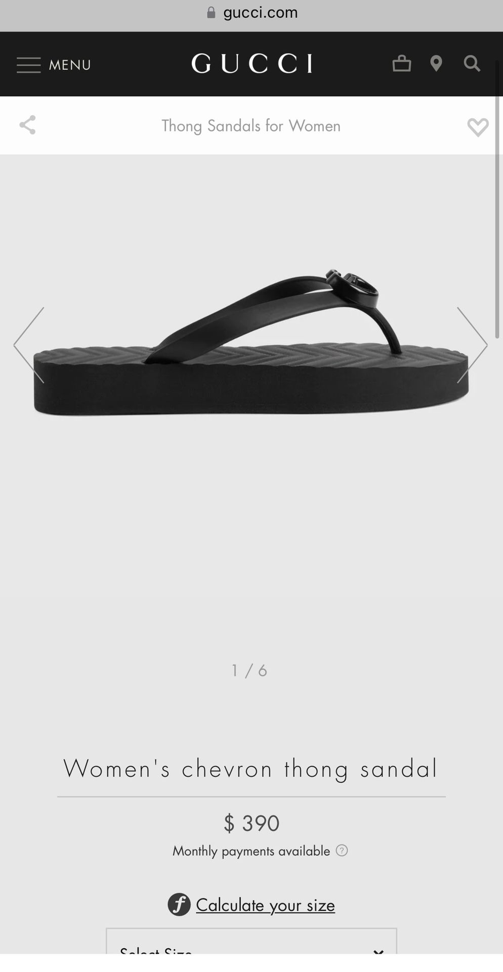   Black Gucci thong sandals 