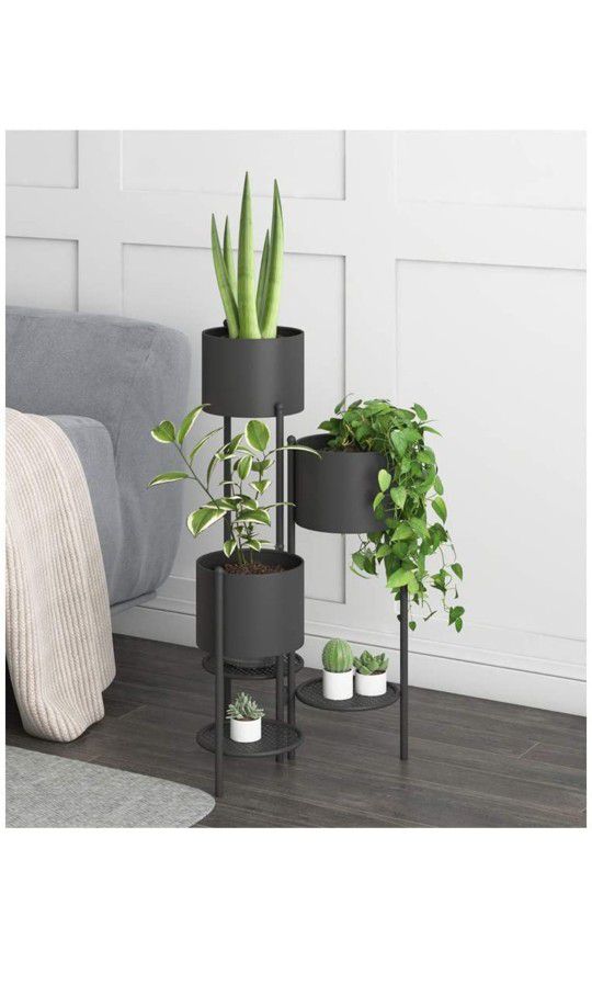 Metal Plant Stand, 6 Tier 6 Potted Indoor Outdoor Flower Pot Stand Holder Shelves, Foldable Decorative Display Rack for Potted Plant for Patio Garden,