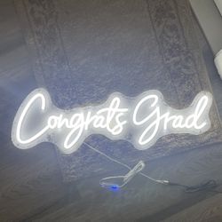 White Graduation Neon Light Sign Congrats Grad  Thumbnail