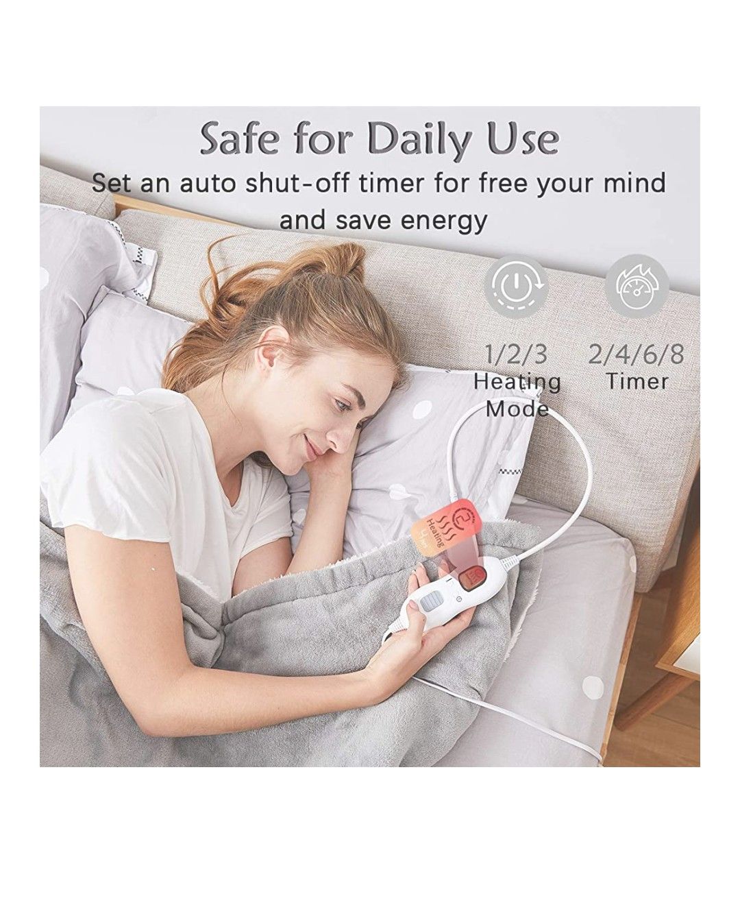 Heated Blanket, Electric Throws 50"×60" Flannel Blanket with 3 Heating Modes Ultra Soft Full Body Warming 8/6/4/2 Hours Auto Off