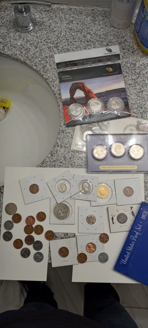 Coin Collection. Capped Bust Pennies Quarter Dime Us Silver error