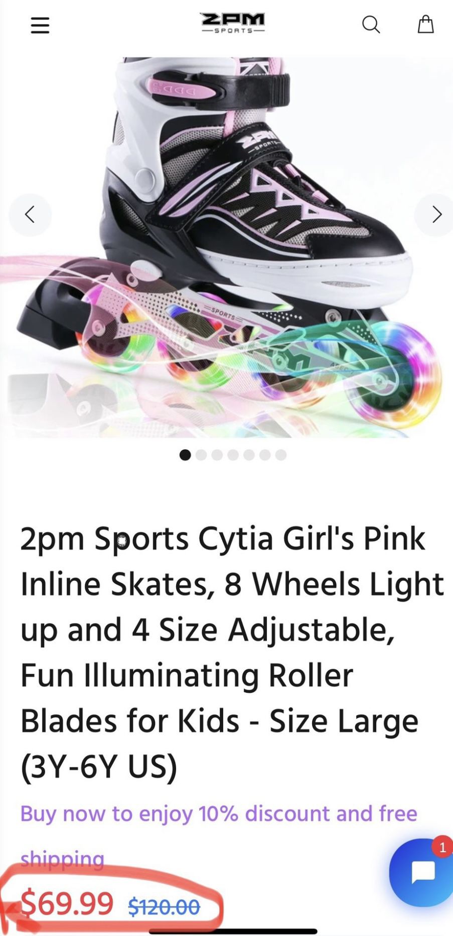 Inline Pink Skate and The Size Is adujstable! (never been used outside) 