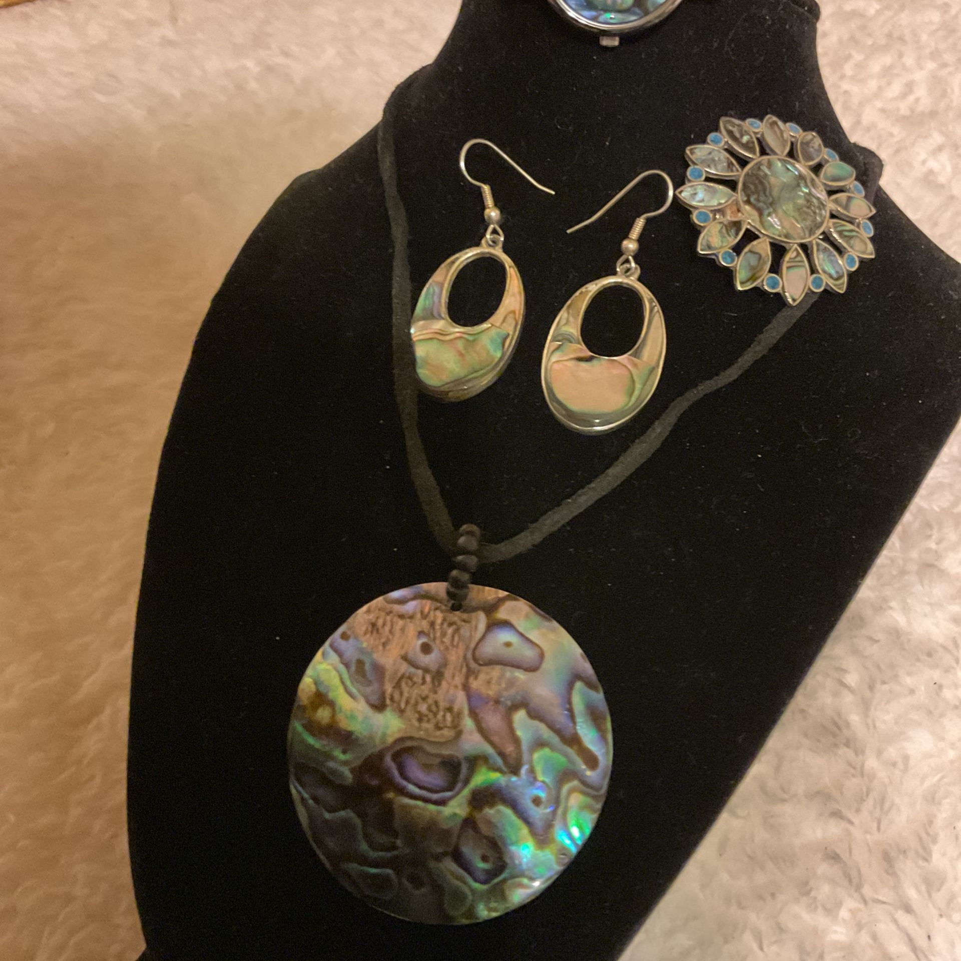Multi Color Matching Set.dangle Earrings,brooch,necklace,and Watch( Mexico Alpaca)