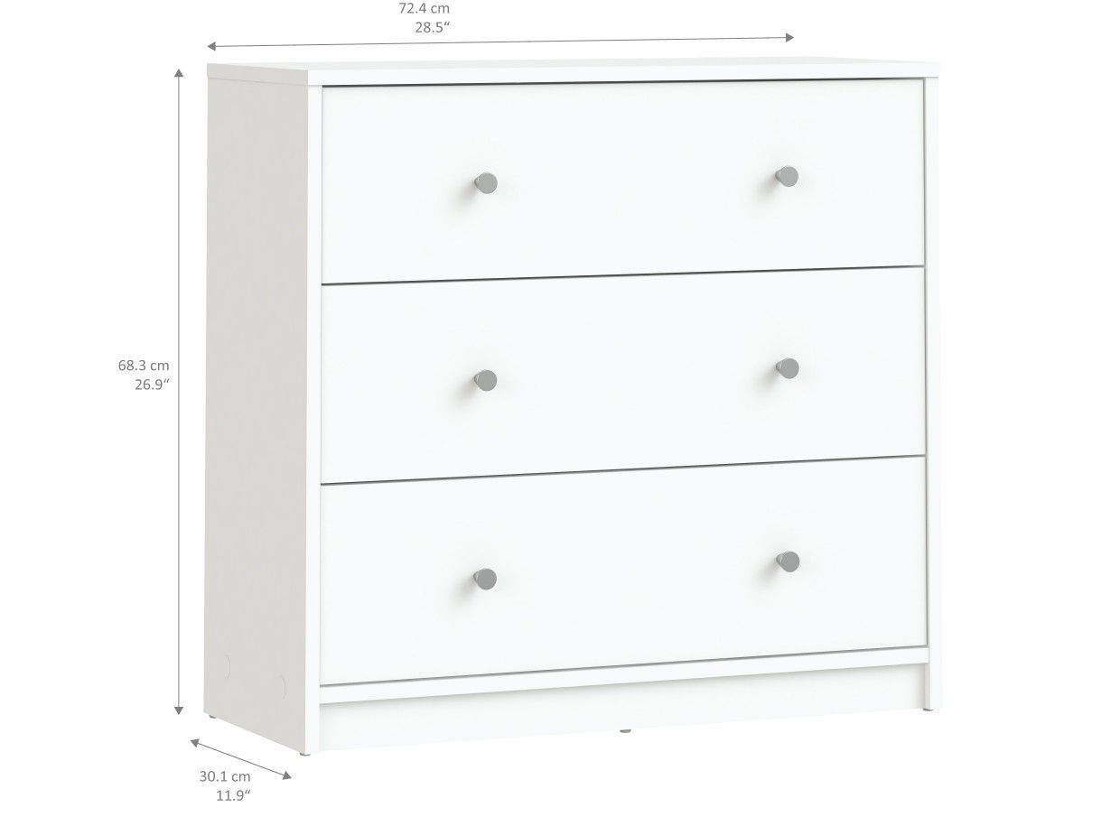 3 Drawer Dresser Modern Furniture Chest Changer Storage Bedroom White Wood Night Stand