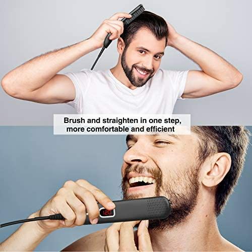 Beard Straightener for Men, Beard Straightening Comb, Heated Hair Straightener Brush for Men and Women, Beard Brush Straightener, Adjustable Temperatu