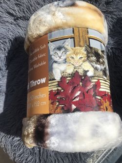 Blanket-Royal Plush Raschel Blanket Soft throw Kitties 50" x 60" / 127x152cm Thumbnail