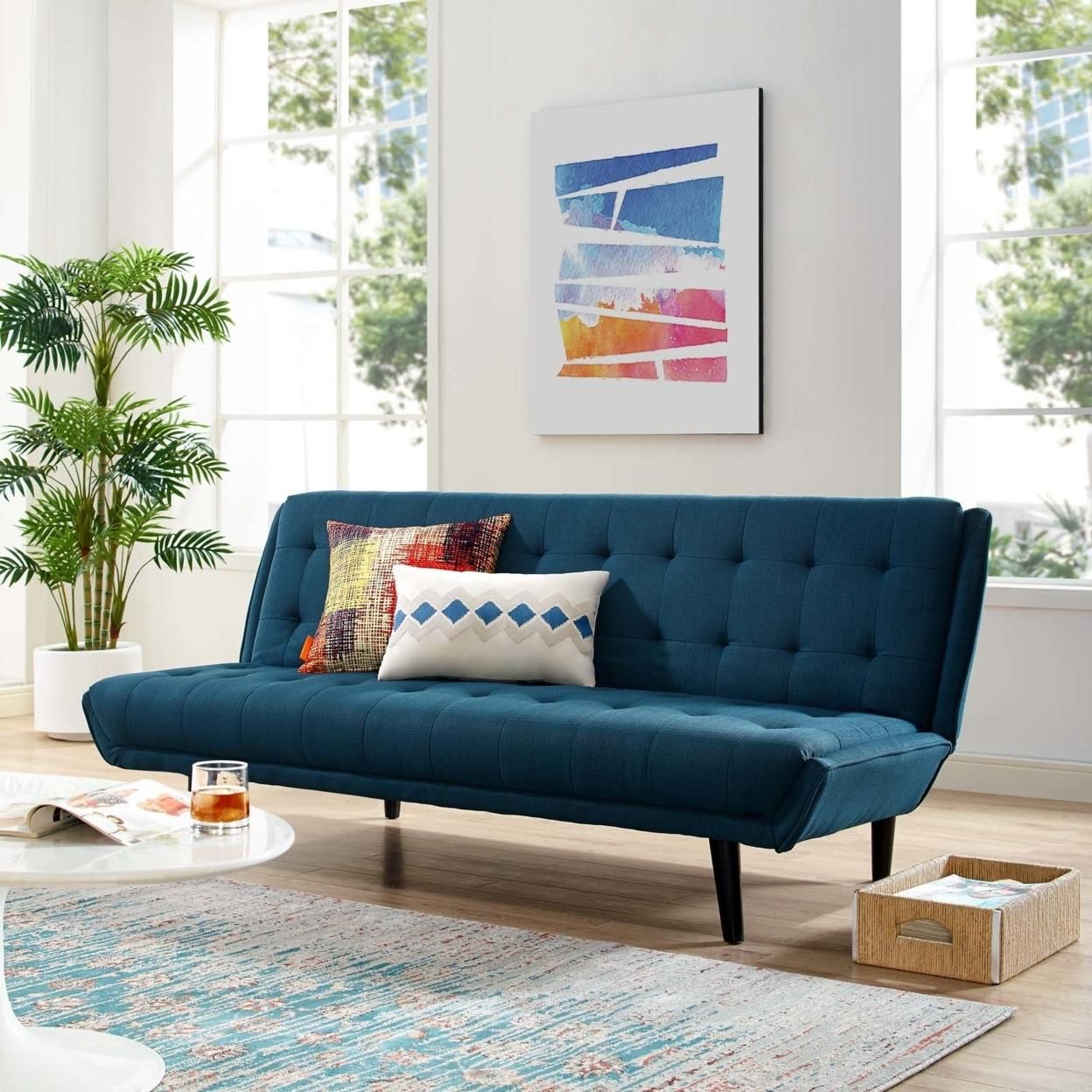 Glance Tufted Convertible Fabric Sofa Bed (3093-AZU)