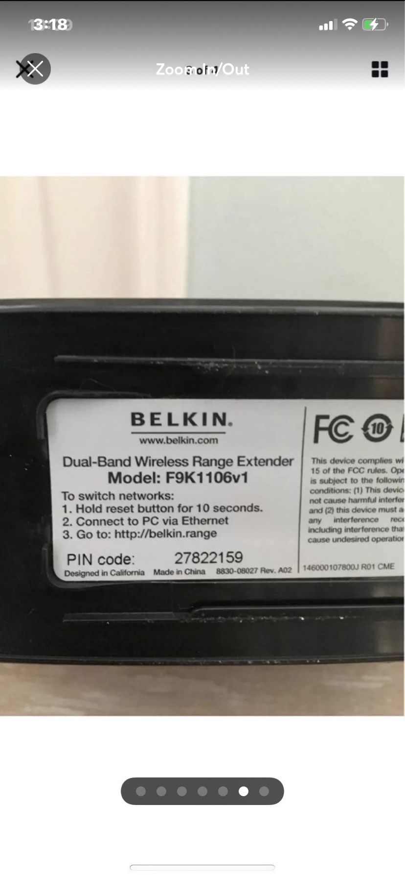 Belkin Model F9K1116v1 AC750 Dual Band AC+ WiFi Router