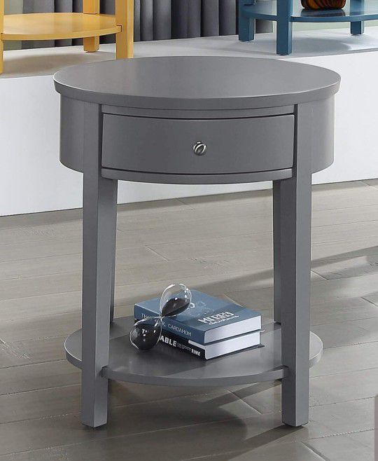 Brand New Grey Wood Side Table (New In Box) 