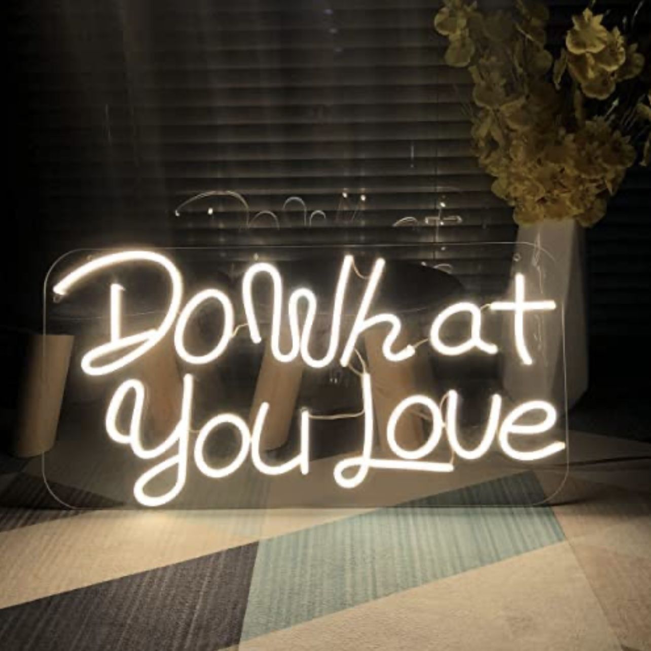 Neon Sign Do What You Love LED Flex Transparent Acrylic Letter Board Light Sign 3D Personalized Neon Signs Christmas for Wall Decor Room Decor or Neon