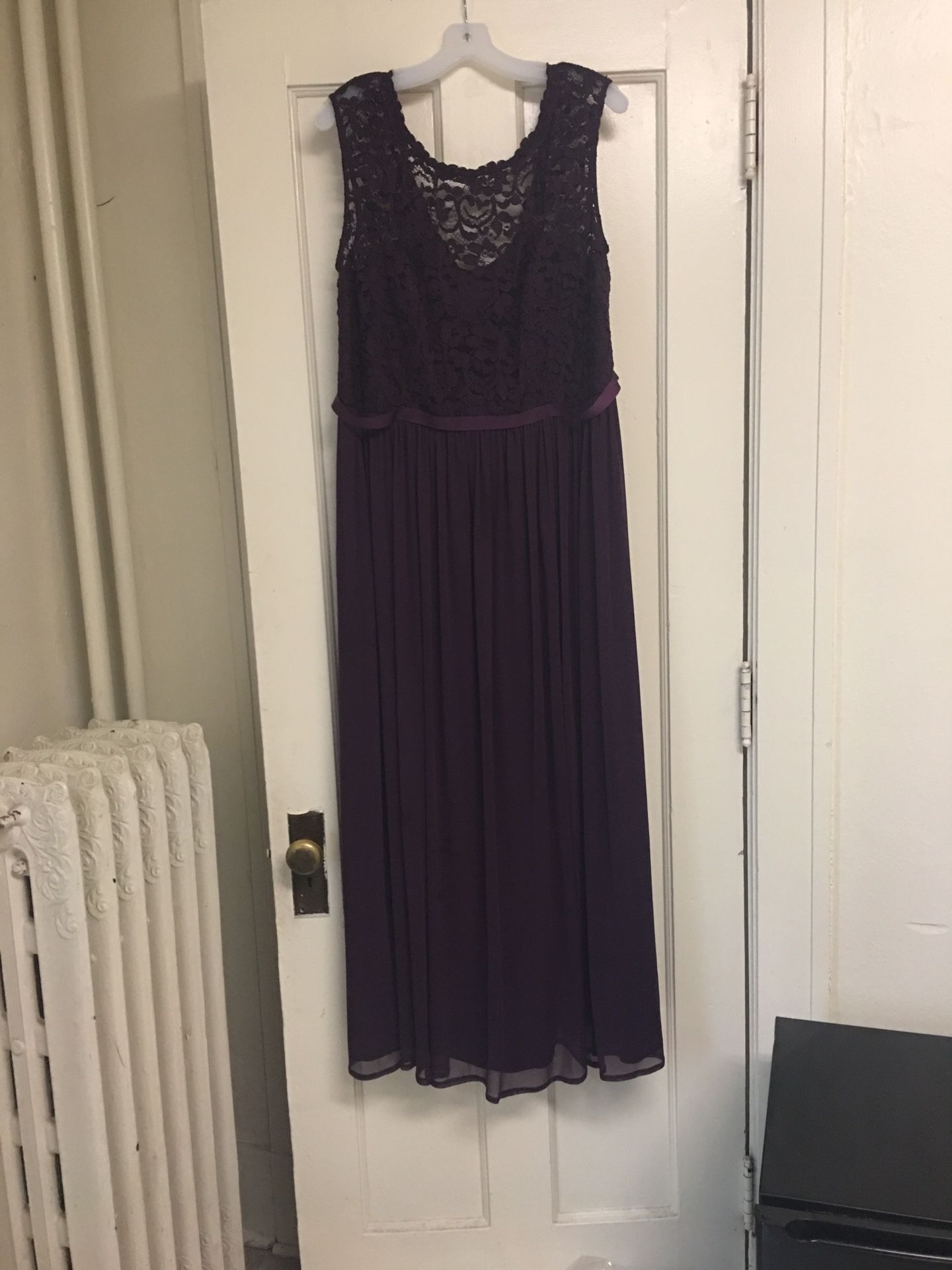 David's Bridal Plum Floor Length Formal Gown