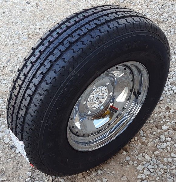Chrome Blade Trailer Wheels and Tires 15" 6 Lug with 225/75/R15 10 Ply Mastertrack for Sale in