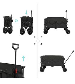 （🆕inbox）Collapsible Folding Wagon Beach Carts with Big Wheels for Sand Thumbnail