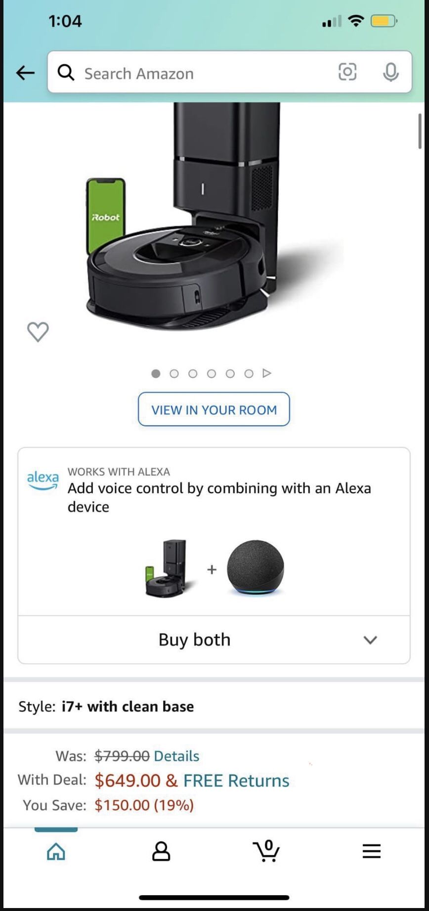 I Robot Romana i7 Self Cleaning Robot Vacuum