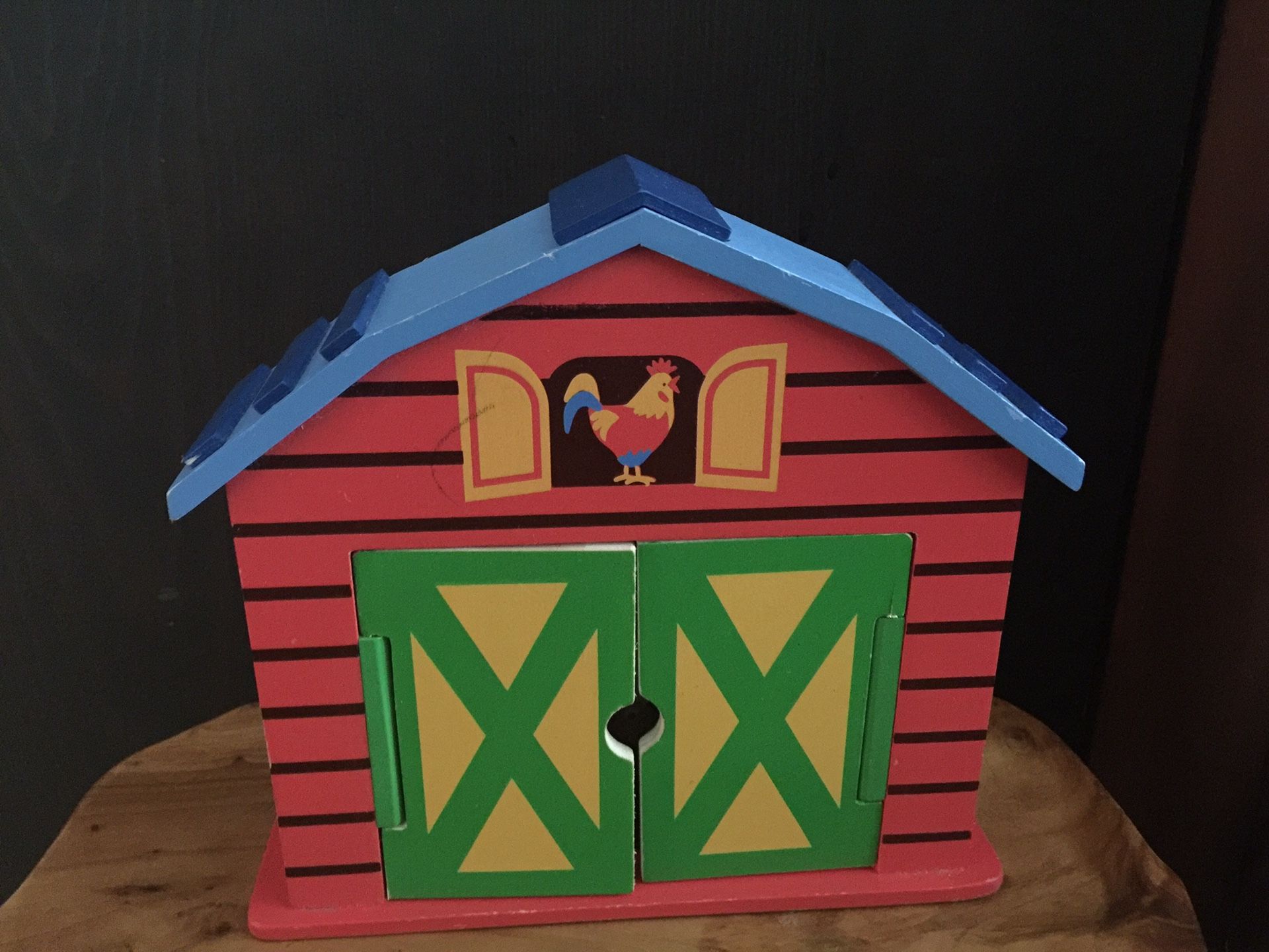 Wood Mini Barn with Animals & Farmer