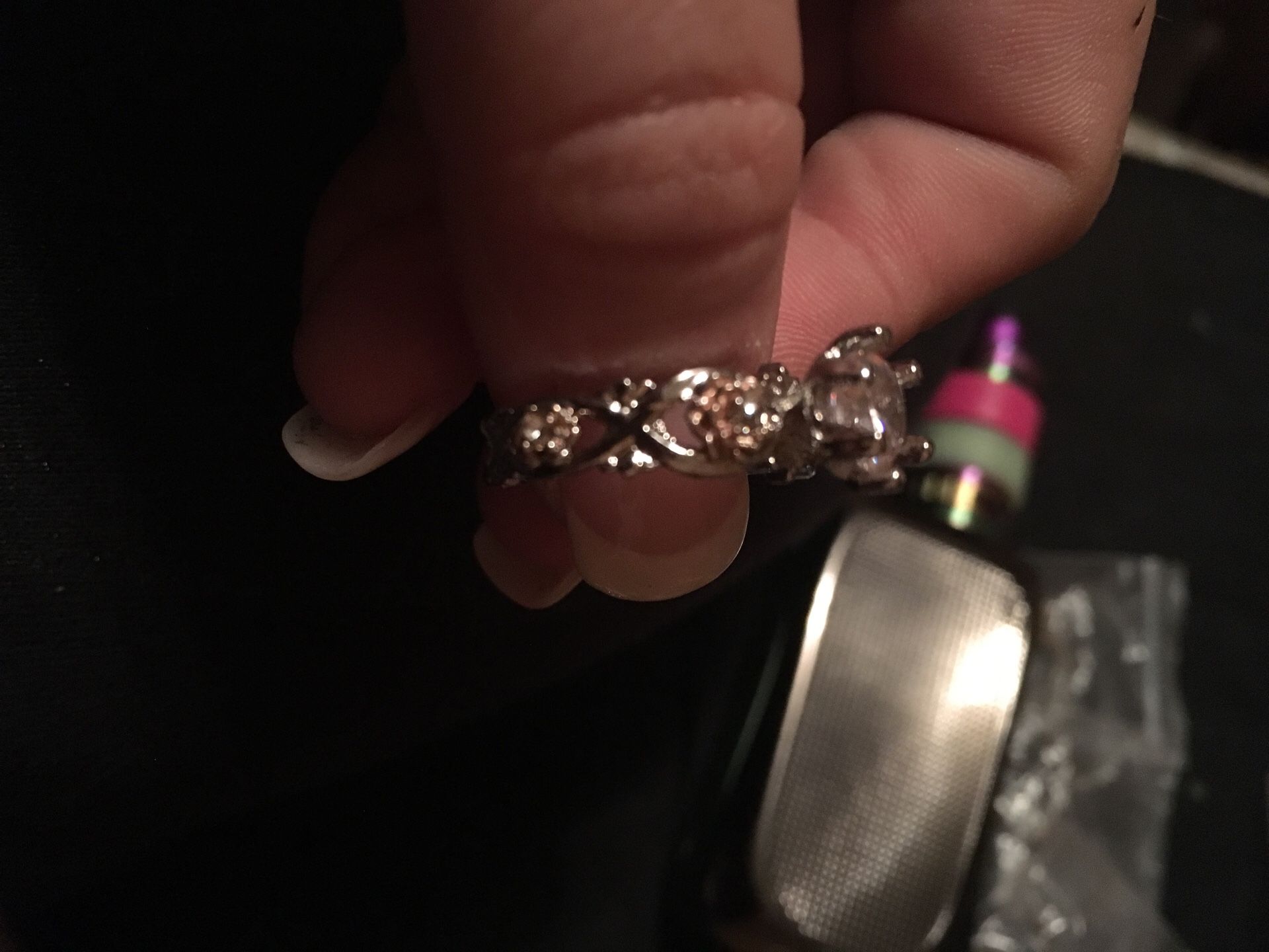 White topaz wedding/engagement ring set