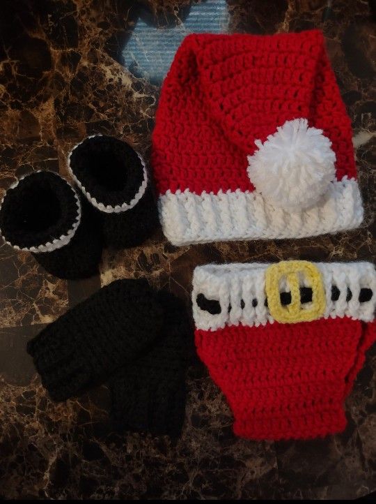 Crochet Newborn Santa Set