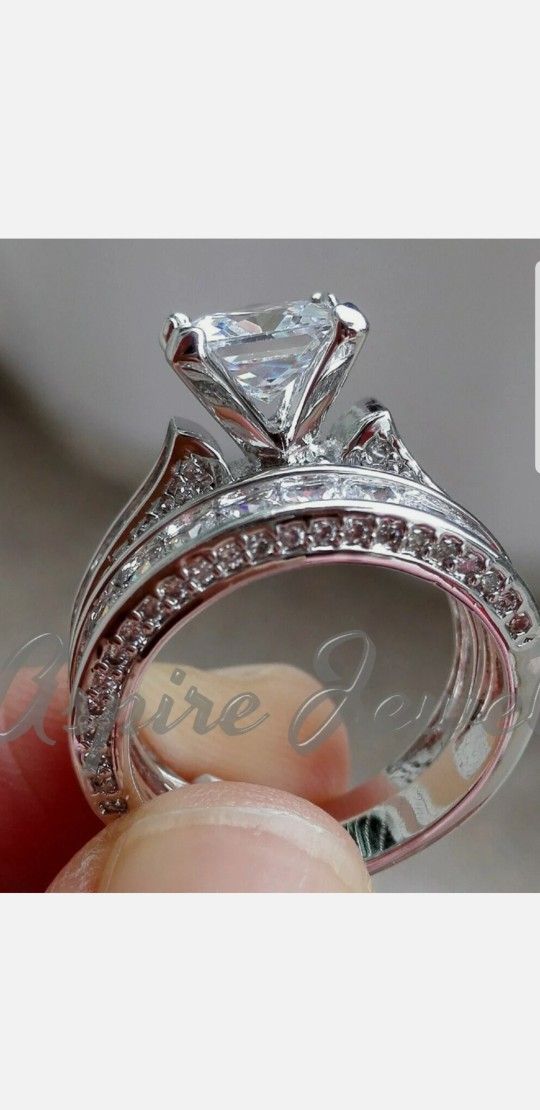 ❤Womens Wedding Engagement Ring Set Princess White Cz 925 Sterling Silver Sz 5-10❤