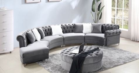 New arrival! introducing Fendi curve sectional! Available in pink,gray,blue,black! In stock! Take home today only 39 dollars down Thumbnail