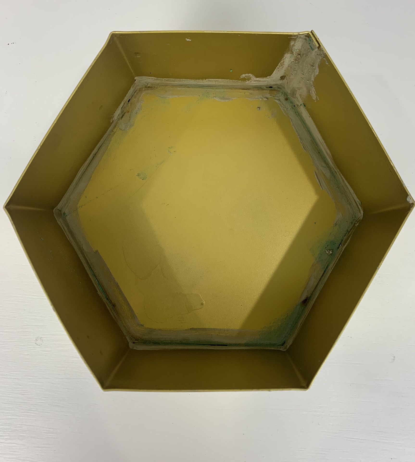 7 Gold Metal Hexagon Flower Pots