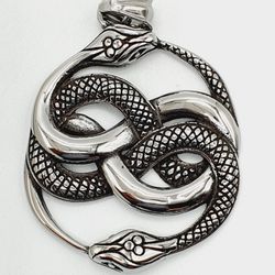 "Retro Double Snake Unisex Stainless Steel Pendant Necklace, GP1231351 Thumbnail