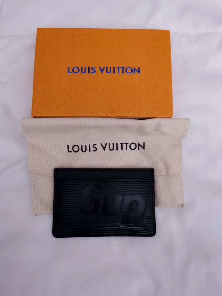 LV Louis Vuitton x Supreme Porte Carte Simple Epi Black Card Wallet