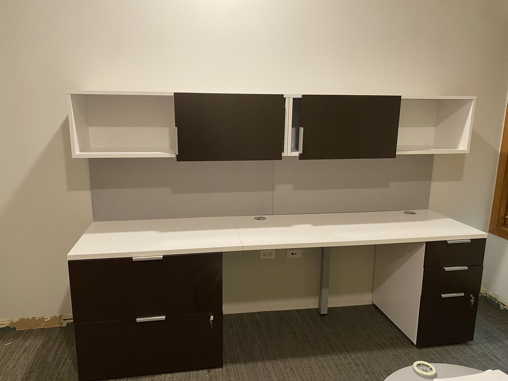 Office Desks With Wall Cubbies And File Cabinets