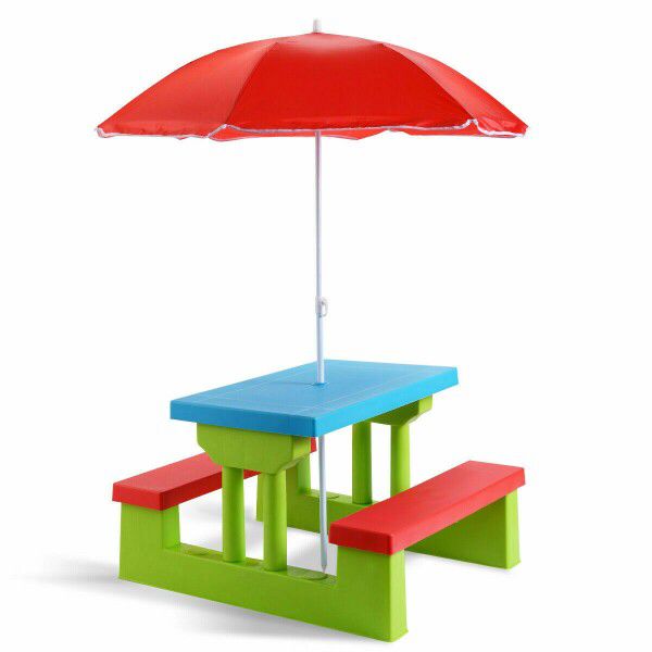 4 Seät Kids Pîcnic Täble w/Umbrella