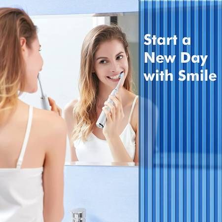 Rechargeable Electric Toothbrush, Whitening Electric Toothbrush - Sonic Toothbrush for Adults with 5 Modes, 4 Brush Heads, 1800mAh Battery & Smart Tim