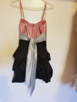 Pink, Silver, and Black Strapless Dress Thumbnail