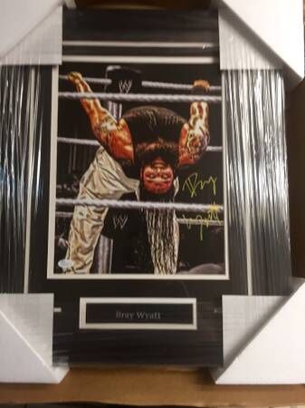 Bray Wyatt signed autographed framed 11x14 photo WWE champion Wyatt Family The Fiend JSA coa