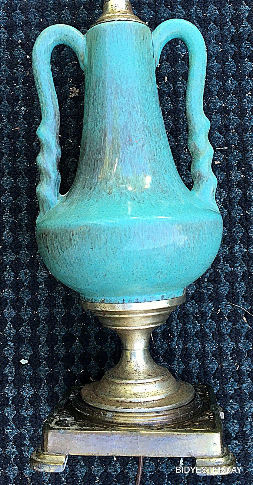 Antique turquoise green drip glaze art pottery lamp gondor ?
